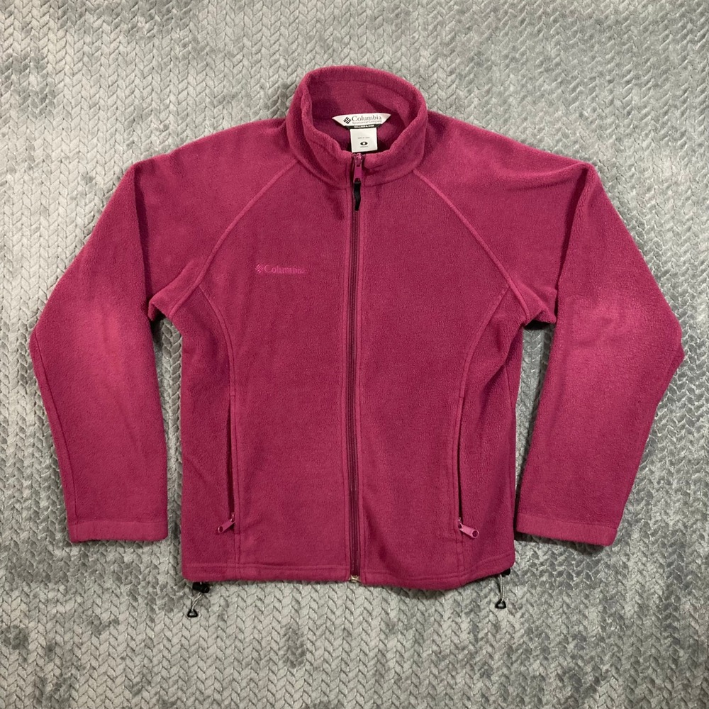 Columbia Fleece Jacket Womens M XL6185 Magenta Pink Full Zip Mock Neck